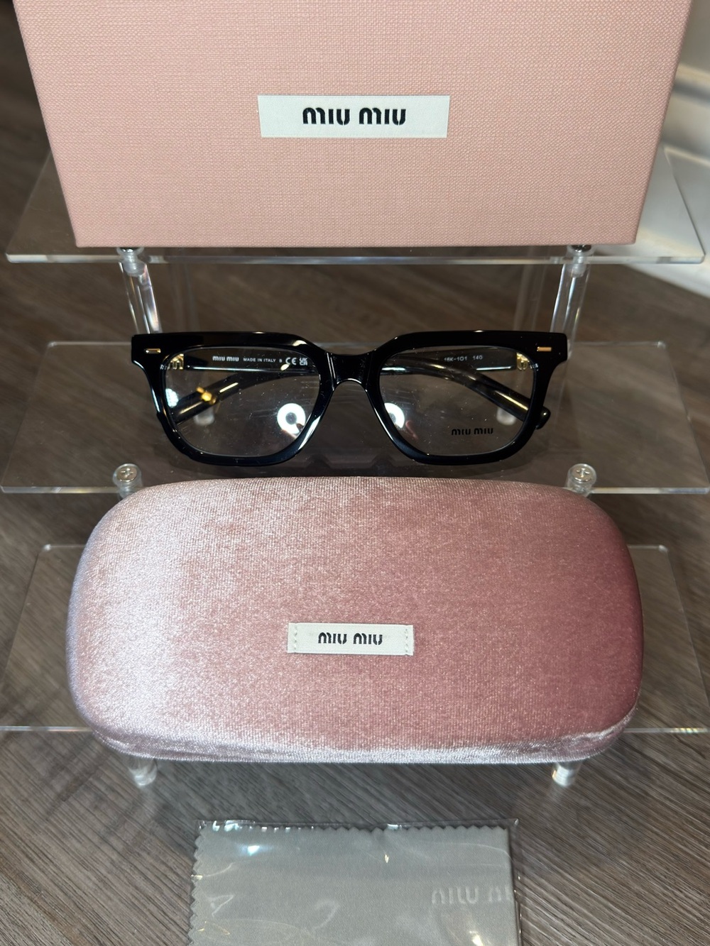 Miu Miu Logo Black Frame Eyeglasses MU07XV